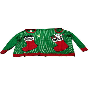 Naughty & Nice Ugly Christmas Sweater For Two 2 Person Double Sweater XL NWT